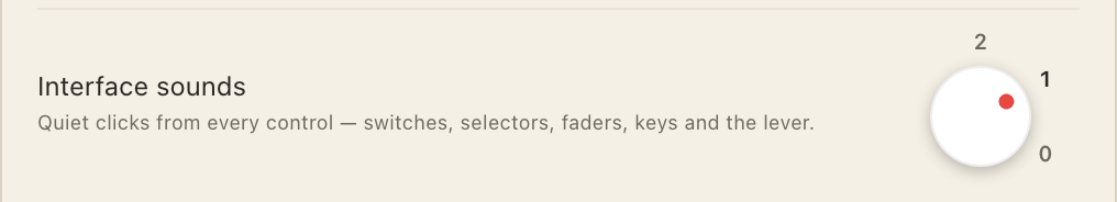 The sound knob on the General page; 0 is off
